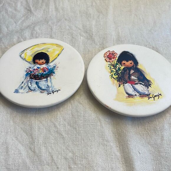 Set of 2 Ted DeGrazia coaster sandstone set. - Picture 1 of 6